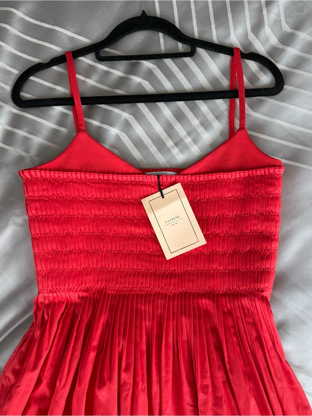 NWT La Ligne Devon Smocked Sleeveless Red Midi Dress 100% Cotton - Medium